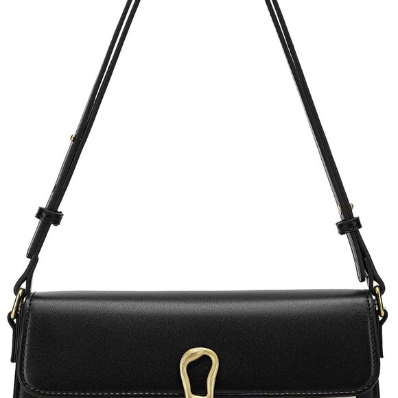 Elegant Vegan Leather Crossbody Purse for Women - Adjustable Strap - Beige/Black